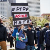 Protesting against Asian hate.